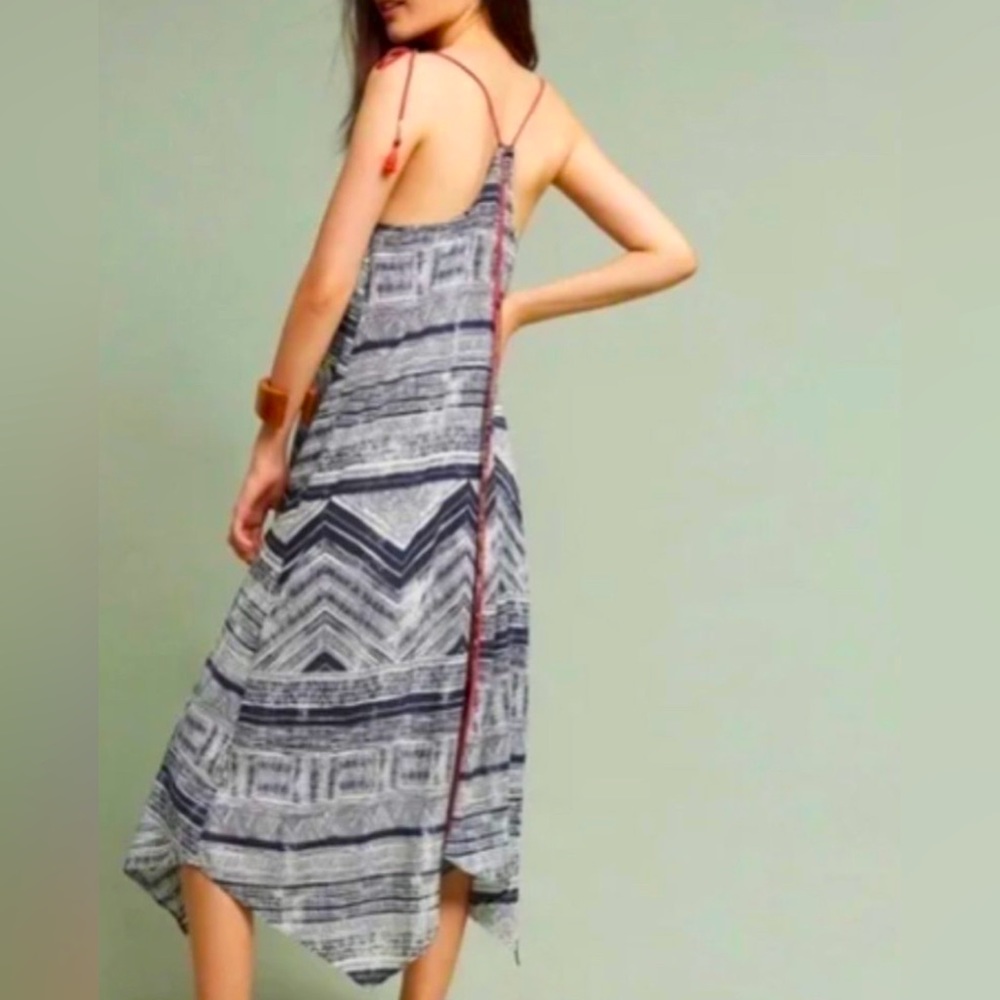 Anthropologie Black and White Midi Dress with Red Accents - Picture 2 of 7